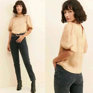 Anthropologie MINKPINK Ines Balloon Sleeve Blouse Size Small $119